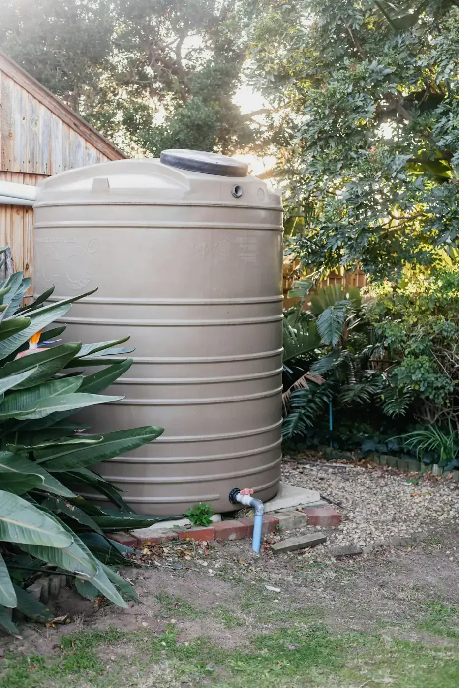 Water container in a garden